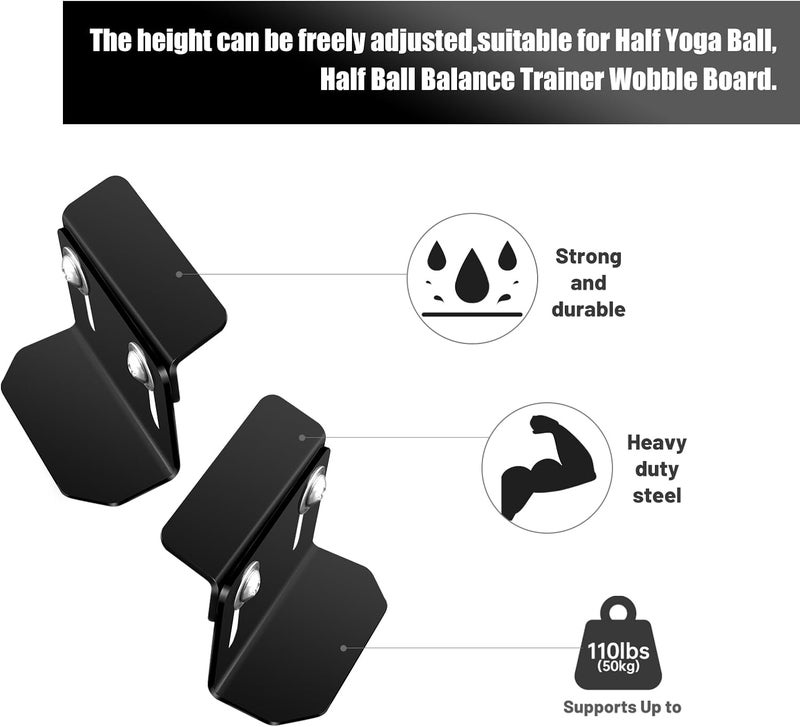 OMMUU Adjustable Wall Mount Exercise Balance Ball Storage Bracket Yoga Ball Holder, Half Exercise Ball Rack for Strength Fitness Ball Trainer Organizer Holder for Home Gym Studios Workouts - Image 4